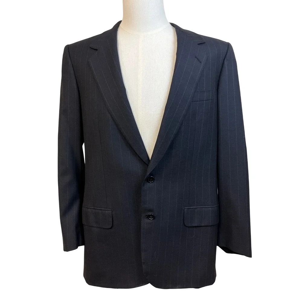 BRIONI Blazer Sport Coat 40L Blue‎ Pinstripe Wool Italy Luxury Professional